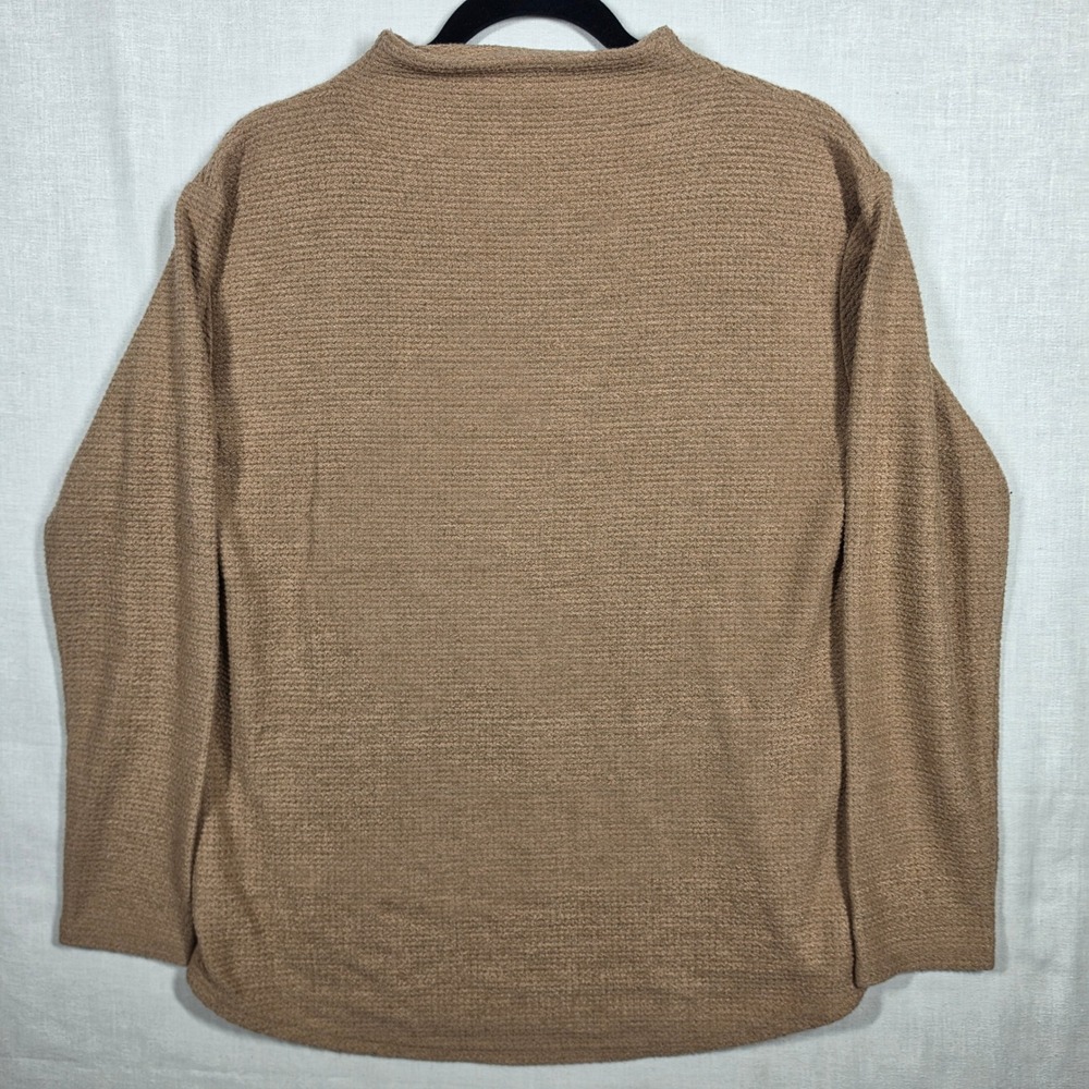 Lands End Top Womens Extra Small Mock Neck Waffle Knit Cozy Curved Hem - Picture 2 of 7